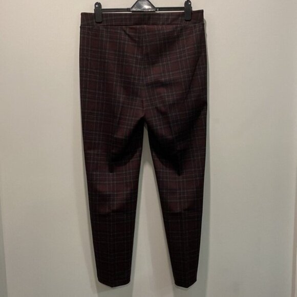 Laura Burgundy Plaid Pull-up Leggings Pants Size 14 - Picture 6 of 12